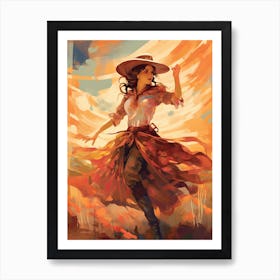 Cowgirl Impressionism Style 3 Art Print