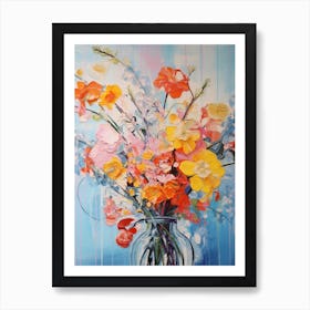 Abstract Flower Painting Forget Me Not Art Print