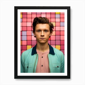 Young Man In Front Of Colorful Tiles Art Print