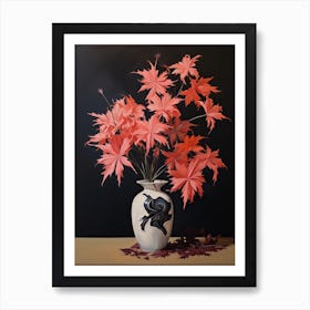 Bouquet Of Japanese Maple Flowers, Autumn Fall Florals Painting 0 Art Print