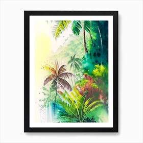 Dominical Costa Rica Watercolour Pastel Tropical Destination Art Print