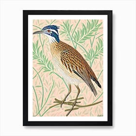Roadrunner William Morris Style Bird Art Print