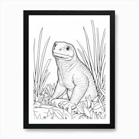 Line Art Jungle Animal Komodo Dragon 2 Art Print