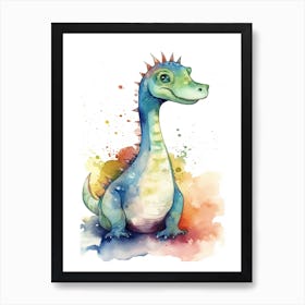 Parasaurolophus Cute Dinosaur Watercolour 4 Art Print