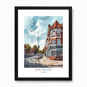 Hounslow London Borough   Street Watercolour 2 Poster Art Print