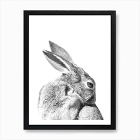 Black and White Hare Watercolor Art Print