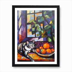 Lilac With A Cat 4 Cubism Picasso Style Art Print