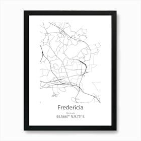 Fredericia,Denmark Minimalist Map Art Print