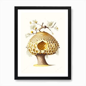 Beehive In Tree Vintage Art Print