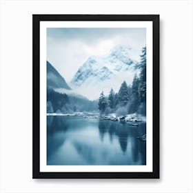 Snowy Mountain Lake Art Print