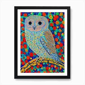 Barn Owl Yayoi Kusama Style Illustration Bird Art Print