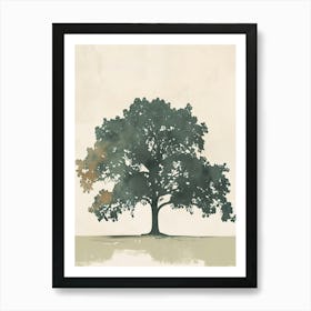 Pecan Tree Minimal Japandi Illustration 1 Art Print