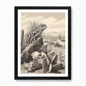 Desert Wave Frog Drawing 3 Art Print