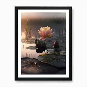 Water Lily,Lotus Reverie: A Twilight Blossom Art Print