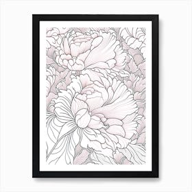 White Wings Peonies Pink 1 Drawing Art Print