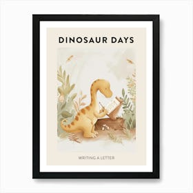 Writing A Letter Dinosaur Poster Art Print