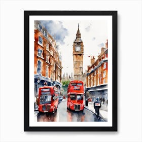 London Cityscape Akvarell Art Print