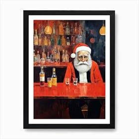 Sad Santa Claus At The Bar 1 Art Print