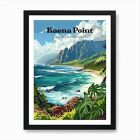 Kaena Point Hawaii Oahu Island Art Illustration Poster