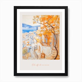 Chefchaouen Morocco Orange Drawing Poster Art Print