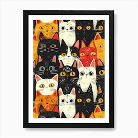 Repeatable Artwork With Cute Cat Faces 08 Art Print