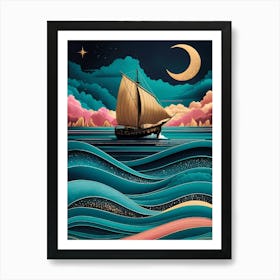 Boat in See Art Print