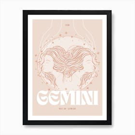 Beige Zodiac Gemini Art Print