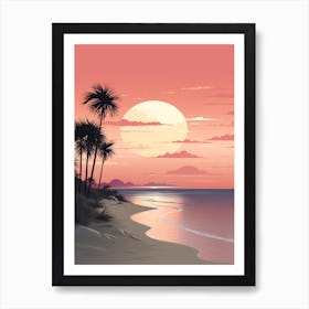 Illustration Of Gulf Shores Beach Alabama In Pink Tones 4 Art Print