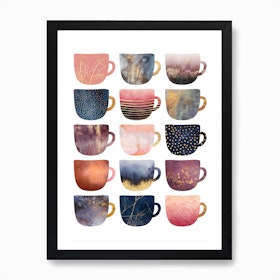 Pretty Coffee Cups 2 Art Print