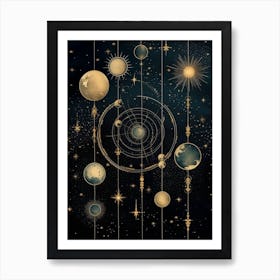 Moon And Stars Hanging Celestial 2 Art Print