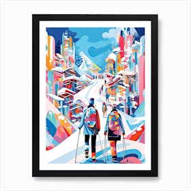 La Plagne   France, Ski Resort Illustration 1 Art Print