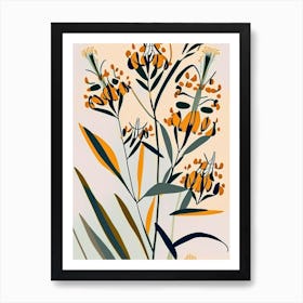 Butterfly Weed Wildflower Modern Muted Colours 2 Art Print