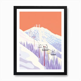 Snowbird Ski Resort   Utah, Usa, Ski Resort Pastel Colours Illustration 1 Art Print