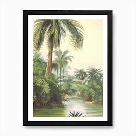 Flowing Water Waterscape Vintage Illustration 1 Art Print