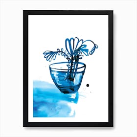 Blue Inky Vase Art Print