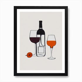 Clover Club Picasso Line Drawing Cocktail Poster Art Print