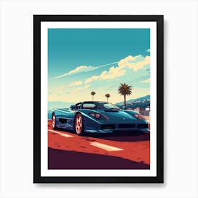 A Ferrari F50 In The French Riviera Car Illustration 2 Art Print