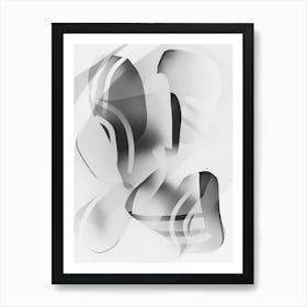 Black And White Moving Shapes Abstract Art Print