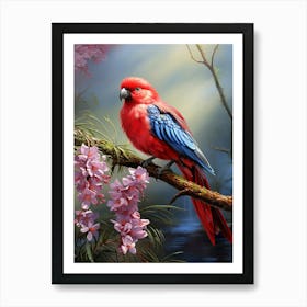 Perched in Paradise: Rosella Jungle Bird Art Art Print