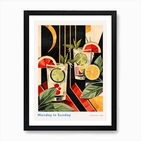 Art Deco Cocktail With Fruit Slices Poster Art Print