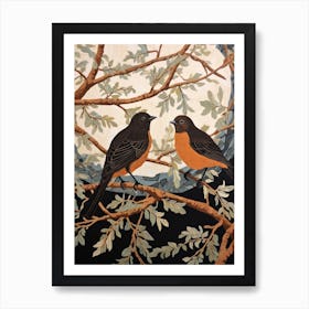 Art Nouveau Birds Poster Blackbird 2 Art Print