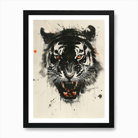 Badass Angry Tiger Ink Painting 2 Art Print