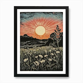 Sunset In The Field Art Print