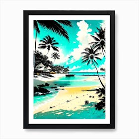 Tropical Beach With Palm Trees Art Print