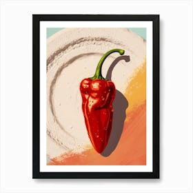 Hot Pepper On A Plate Art Print