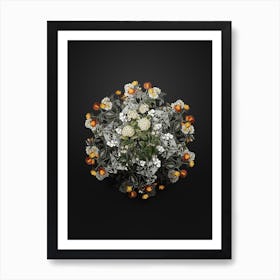 Vintage Germander Meadowsweet Flower Wreath on Wrought Iron Black n.0430 Art Print