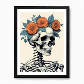 Floral Skeleton In The Style Of Pop Art (59) Art Print