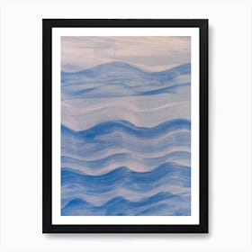 Blue Waves. Abstract blue paint background Art Print