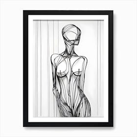 Wire Sculpture Of A Woman Art Print