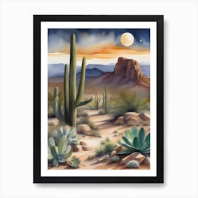 Desert Landscape With Cactus Art Print